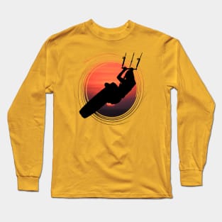 Kitesurfer Kitesurfing Lover Black Silhouette Sunset Long Sleeve T-Shirt